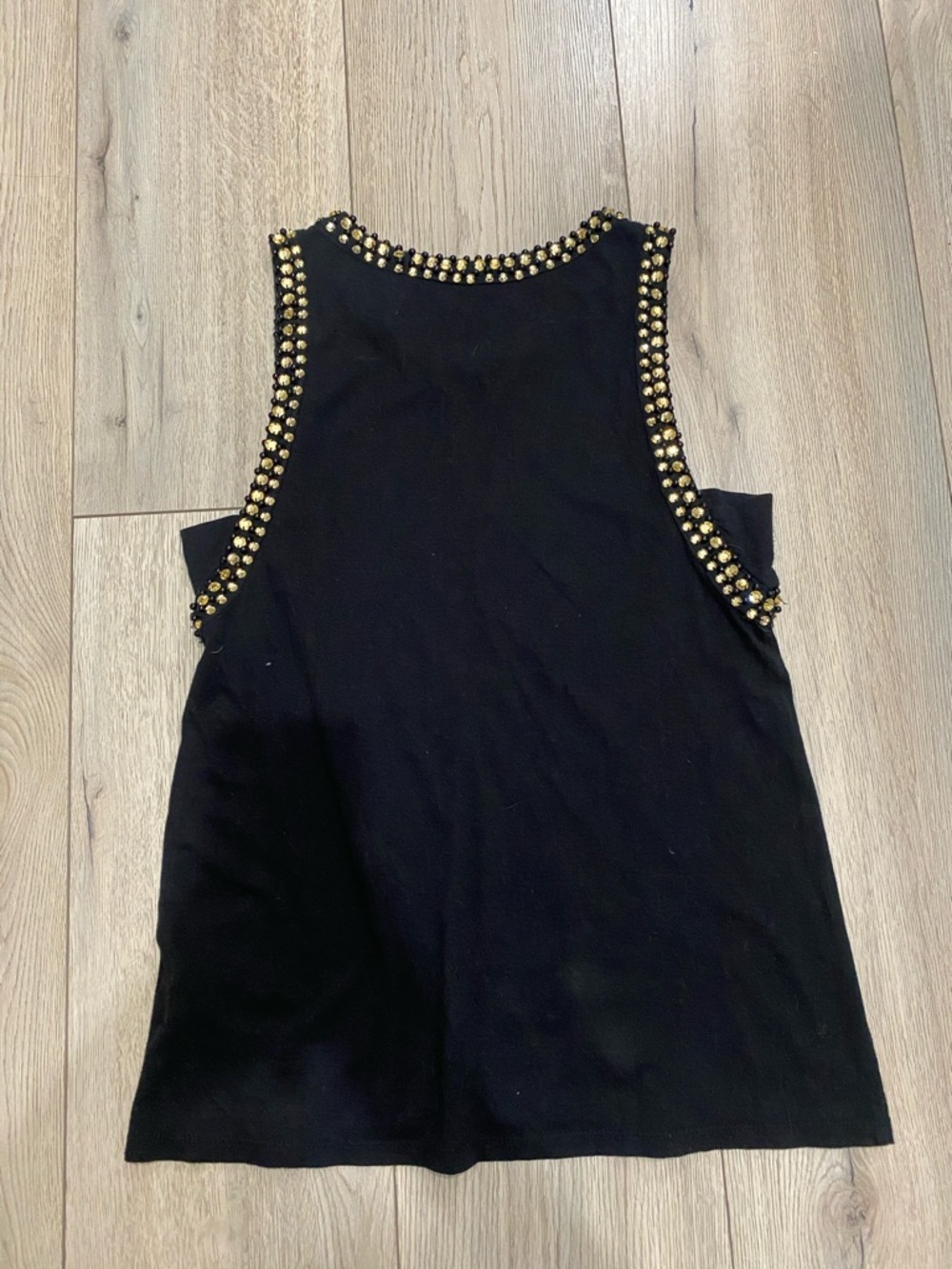 Guess Black Tank Top with Gold Stud Trim - Picture 3 of 3